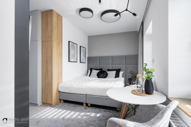 projekt - Apartament grafitowy - realizacja wnętrza mieszkania pod wynajem, Zator