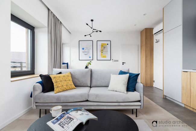 projekt - Apartament niebieski - realizacja wnętrza mieszkania pod wynajem, Zator