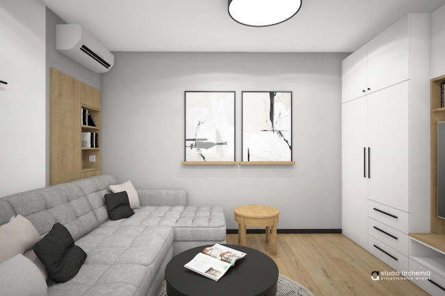 projekt - Mieszkanie w stylu nowoczesnym z elementami stylu boho 46m2 | Kraków