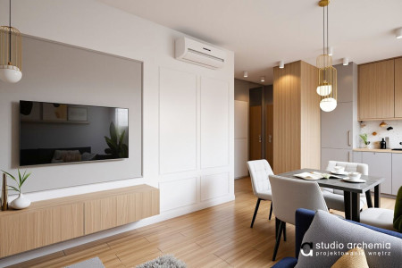 Aranżacja salonu w stylu modern classic