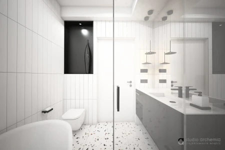 Łazienka z wanną i prysznicem